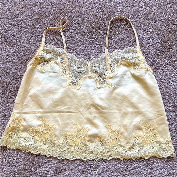 Light Butter Yellow Bow Lace Trim Corset Camisole Tank Top main image 1